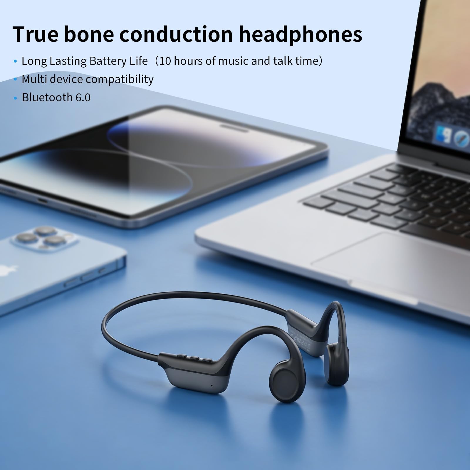 Bone Conduction Sports Headphones – 27g Ultra-Light Frame for All-Day Comfort…