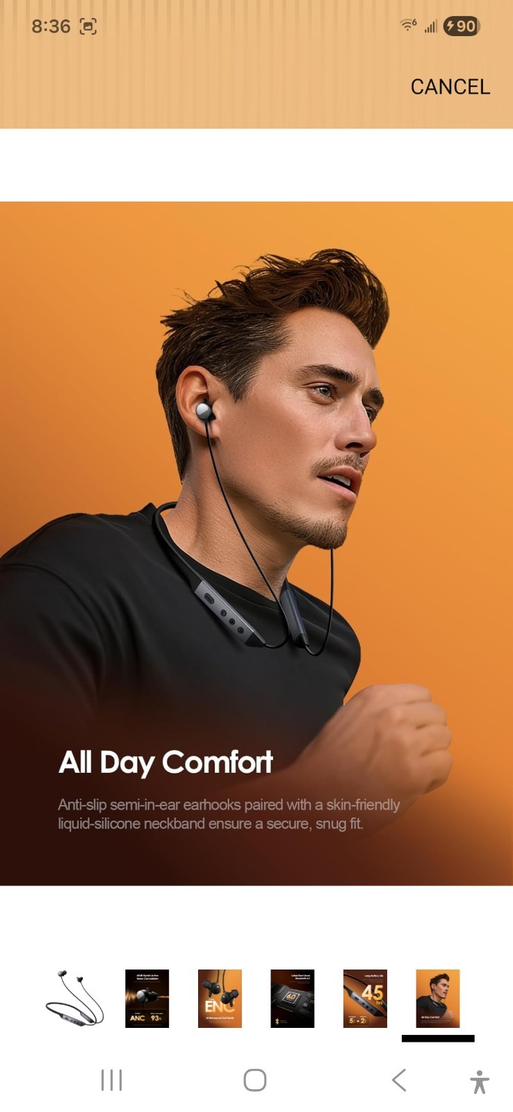 RYTHFLO RY-WH06 Hybrid Active Noise Cancelling Bluetooth 6.0 Headphone Neckband