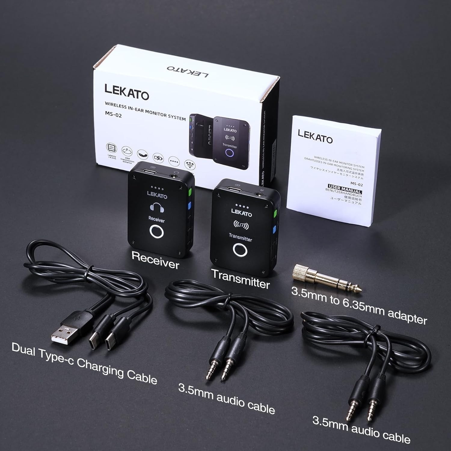 Wireless in Ear Monitor System MS-02, Upgraded 2.4G Stereo IEM System Low Lat…