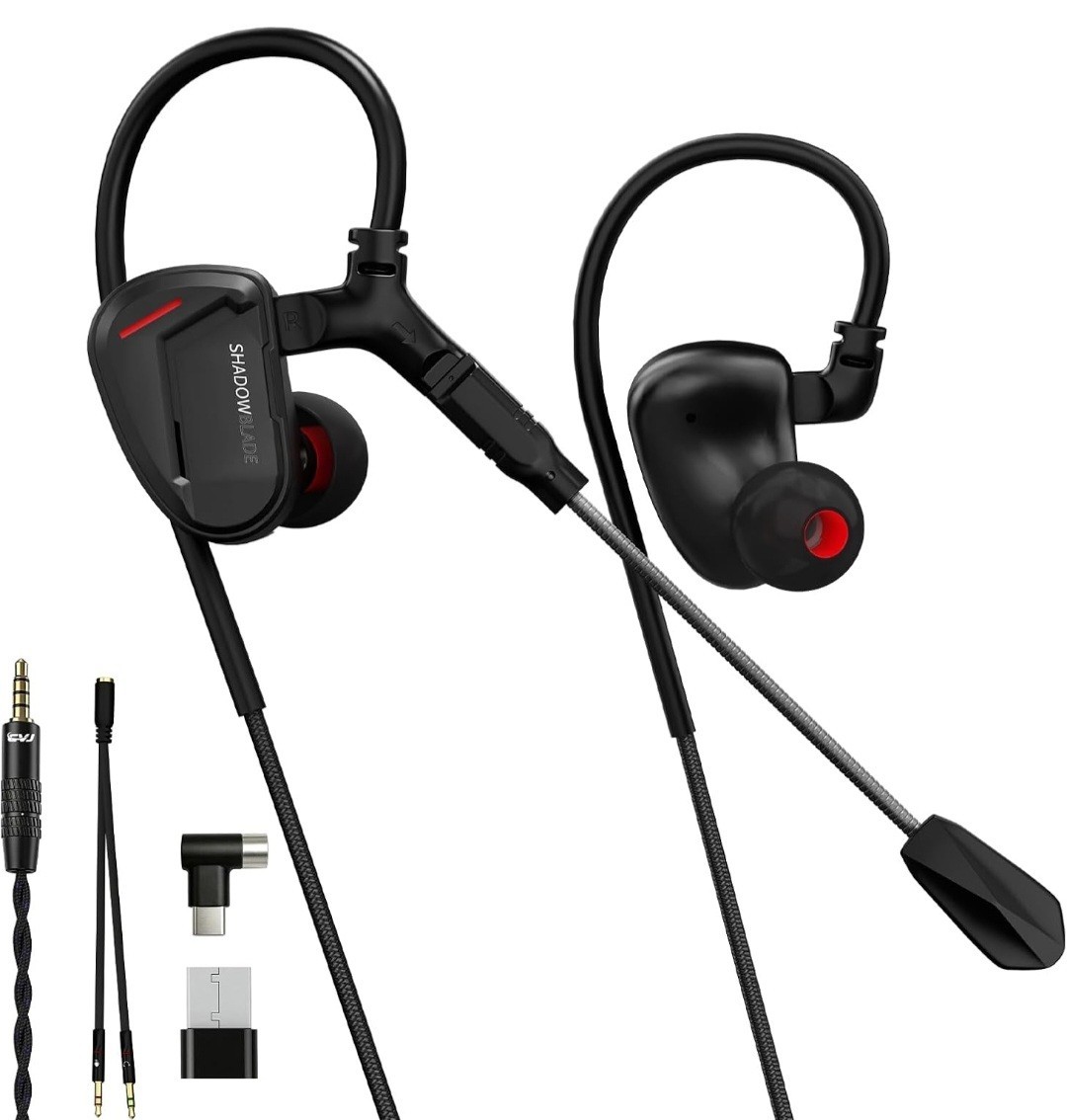 CVJ Shadow Blade Wired Gaming Earbuds, IEM HiFi in Ear Monitor Headphones 10mm D