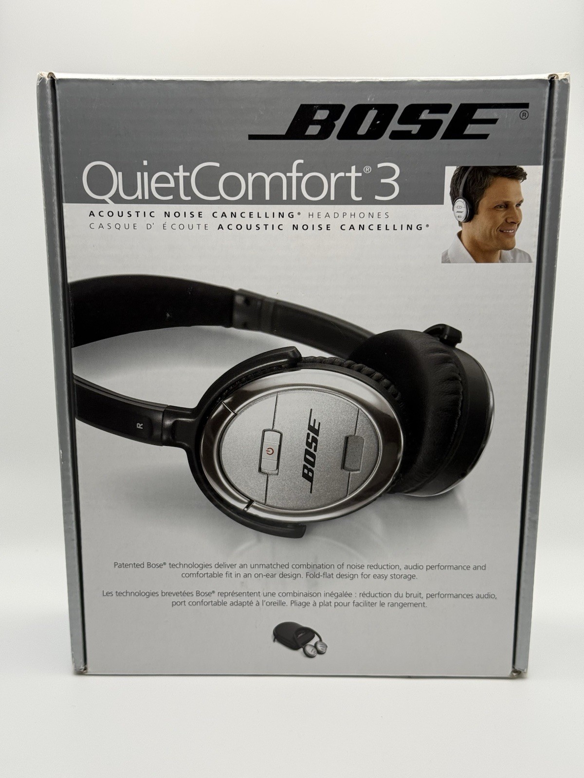 Bose QuietComfort 3 Silver Acoustic Noise Cancelling Over Ear Wired Headphones