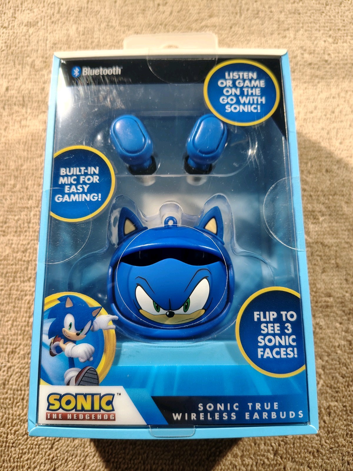 Sonic the Hedgehog – Bluetooth – True Wireless Earbuds – Flip Case – NEW