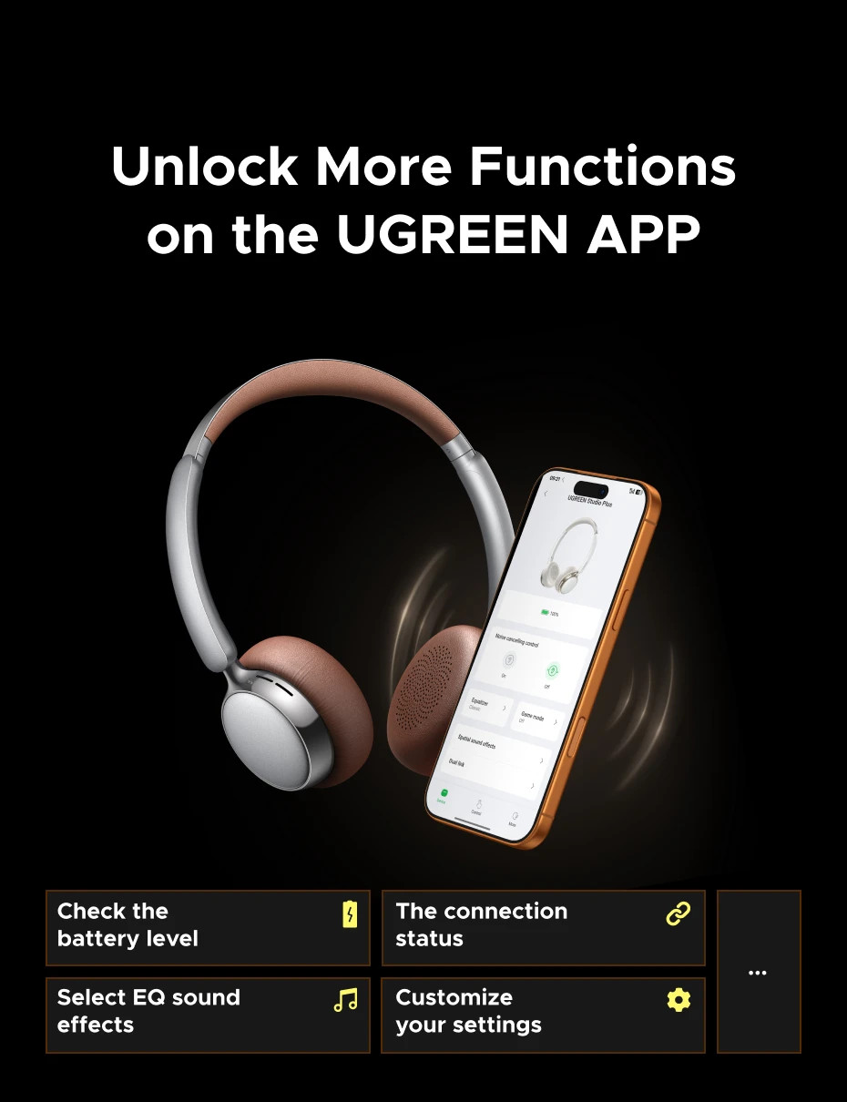 UGREEN Studio Plus 25dB ANC Active Noise Reduction Wireless In Ear Type