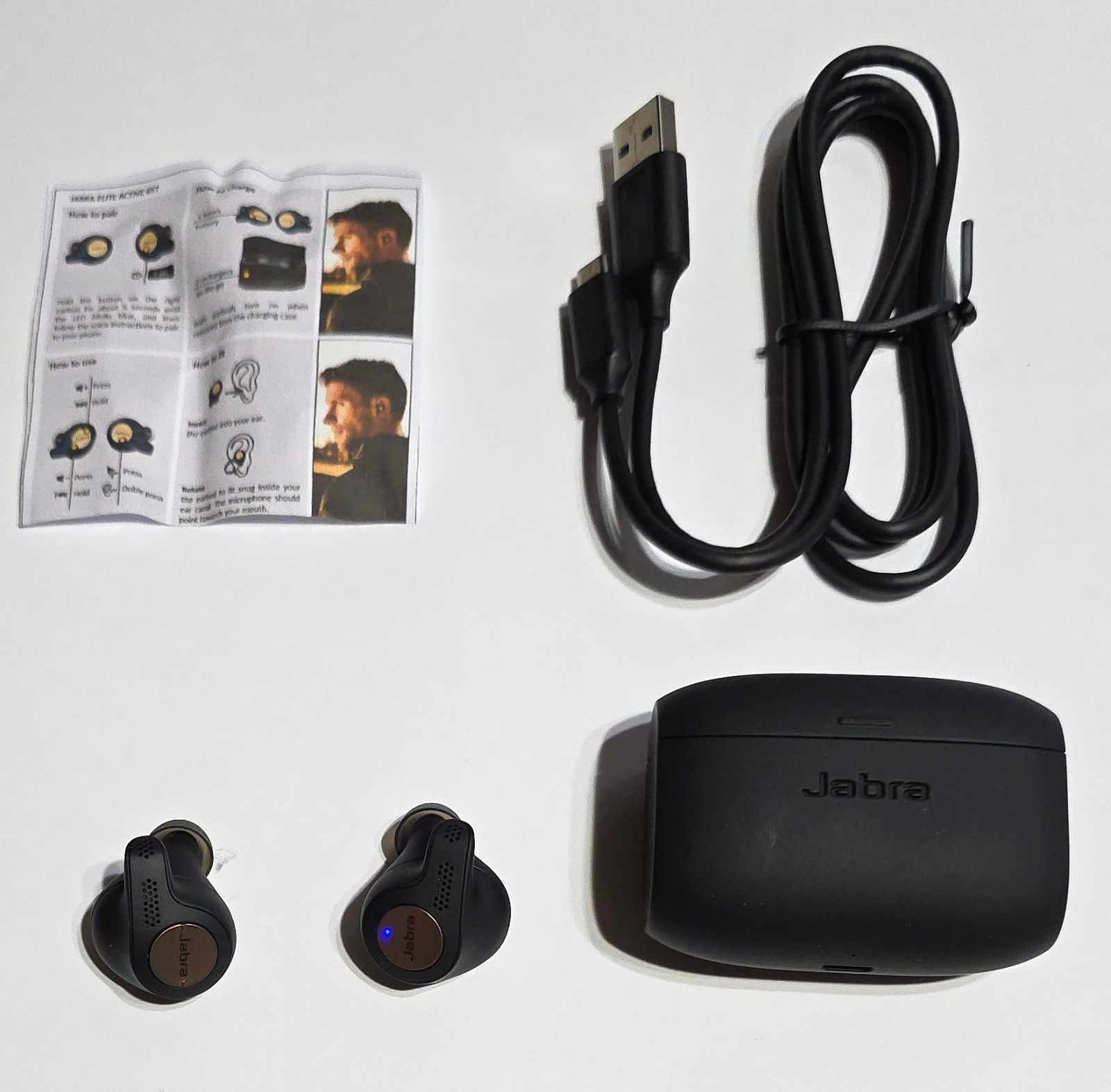 Unused Copper Black Jabra Elite 65t ACTIVE Wireless Earbuds w Charger in Bulk Pk