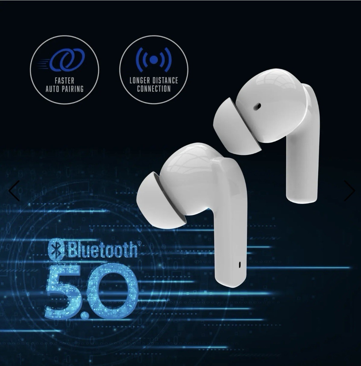 Tzumi SoundMates Pro ANC Bluetooth 5.0 Wireless Earbuds – White