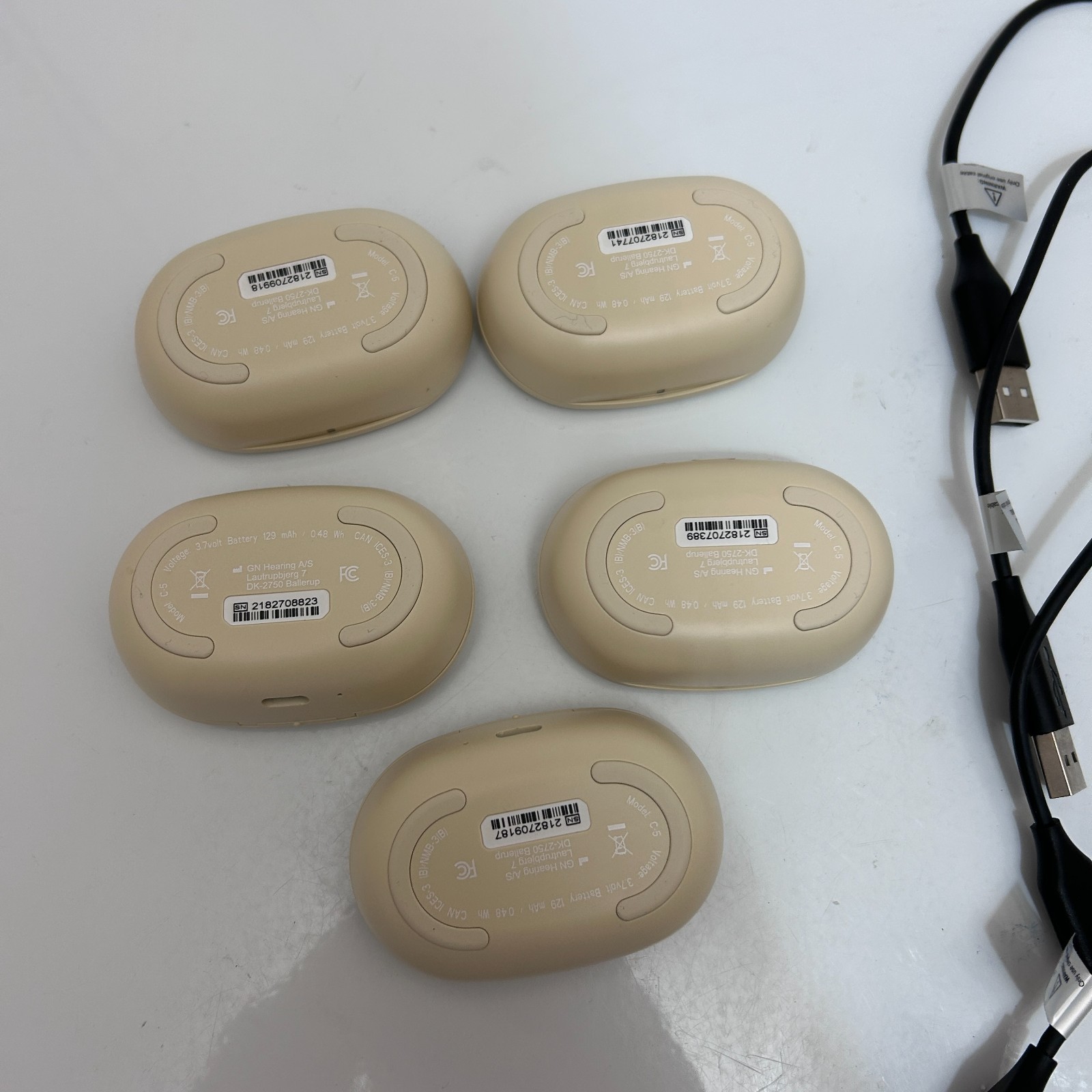 Lot of 5 Jabra Enhance Plus Wireless Earbuds FOR PARTS / SOLD AS-IS READ DESCR