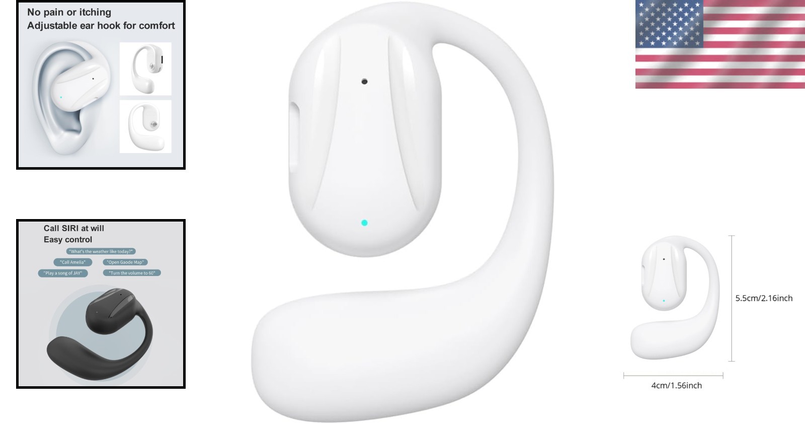 Bluetooth Wireless Headphones: Control Music & Calls with Remote, Left Ear Only