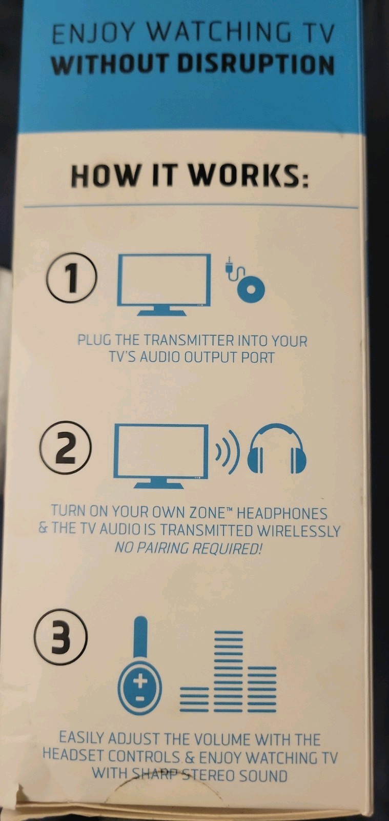 Sharper Image 30603 Own Zone Black Wireless Over-Ear TV Headphones.