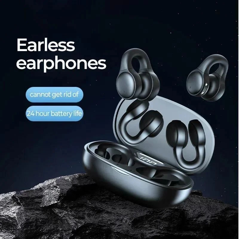 Wireless Music Headphones with Touch Control Clip-On Earbuds for Running&Cycling