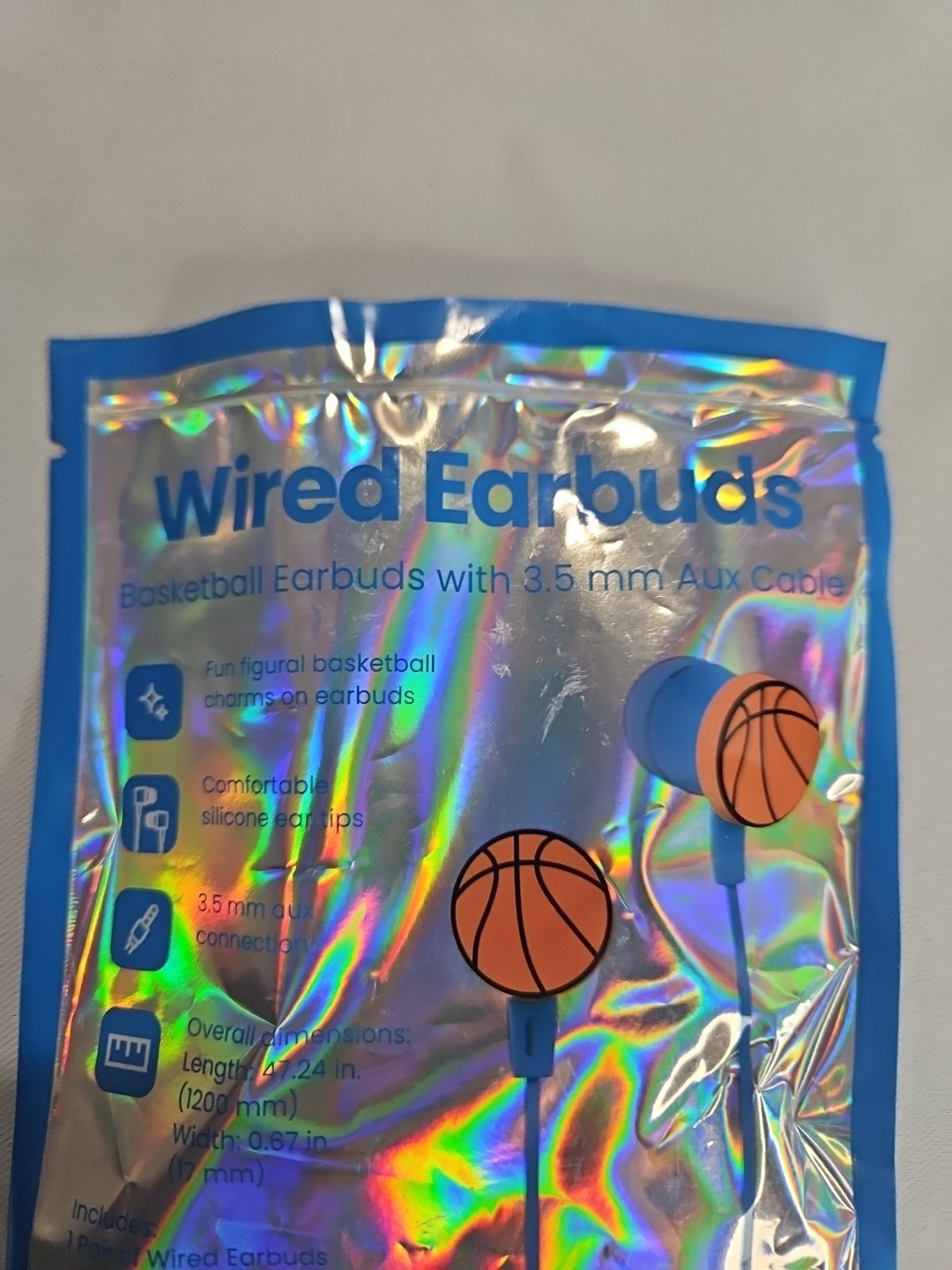 New Wired Earbuds Basketball Earbuds Blue Cable With 35 mm Aux A12