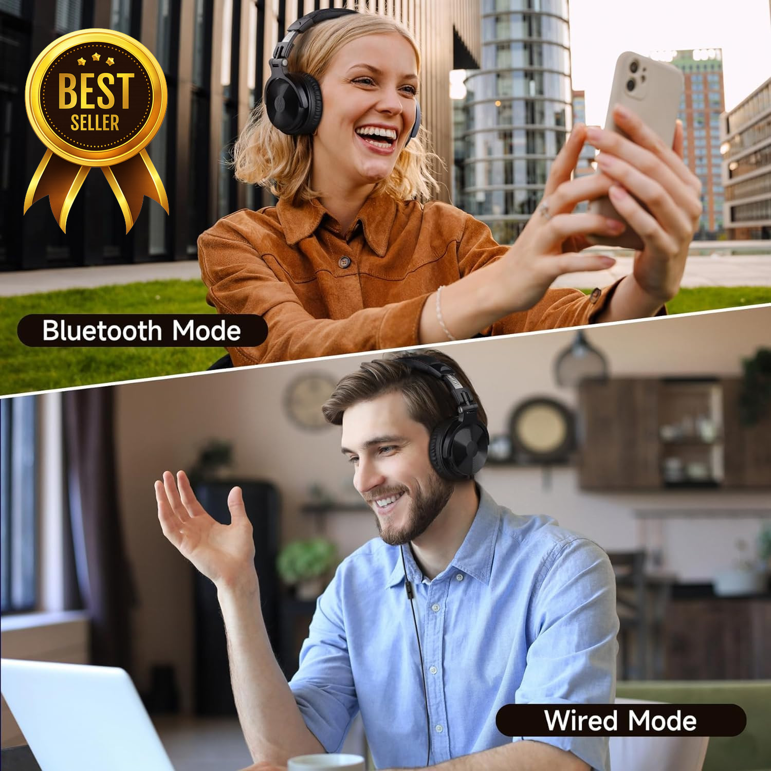 Bluetooth Over Ear Headphones 110H Playtime Foldable Deep Bass 50mm Drivers
