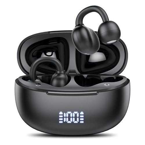 Clip on Earbuds Open Ear Wireless Bluetooth 5.4 Headphones with Noise