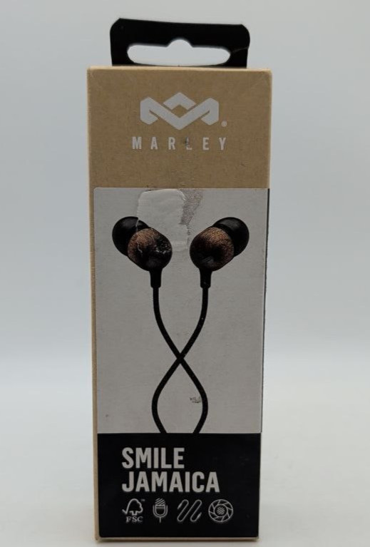 House Of Marley Smile Jamaica Wired Earbuds 9mm Drivers In Ear Microphone Black