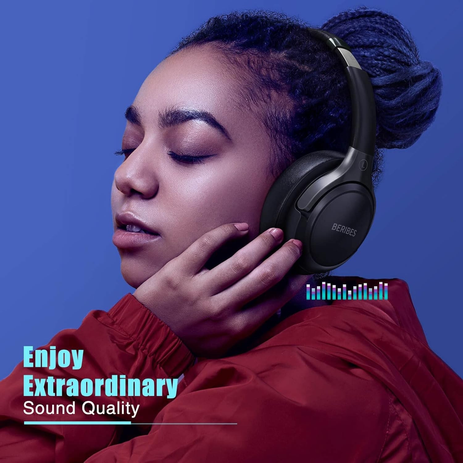 Over-Ear Wireless Headphones with Microphone – 65H Playtime & HiFi Sound