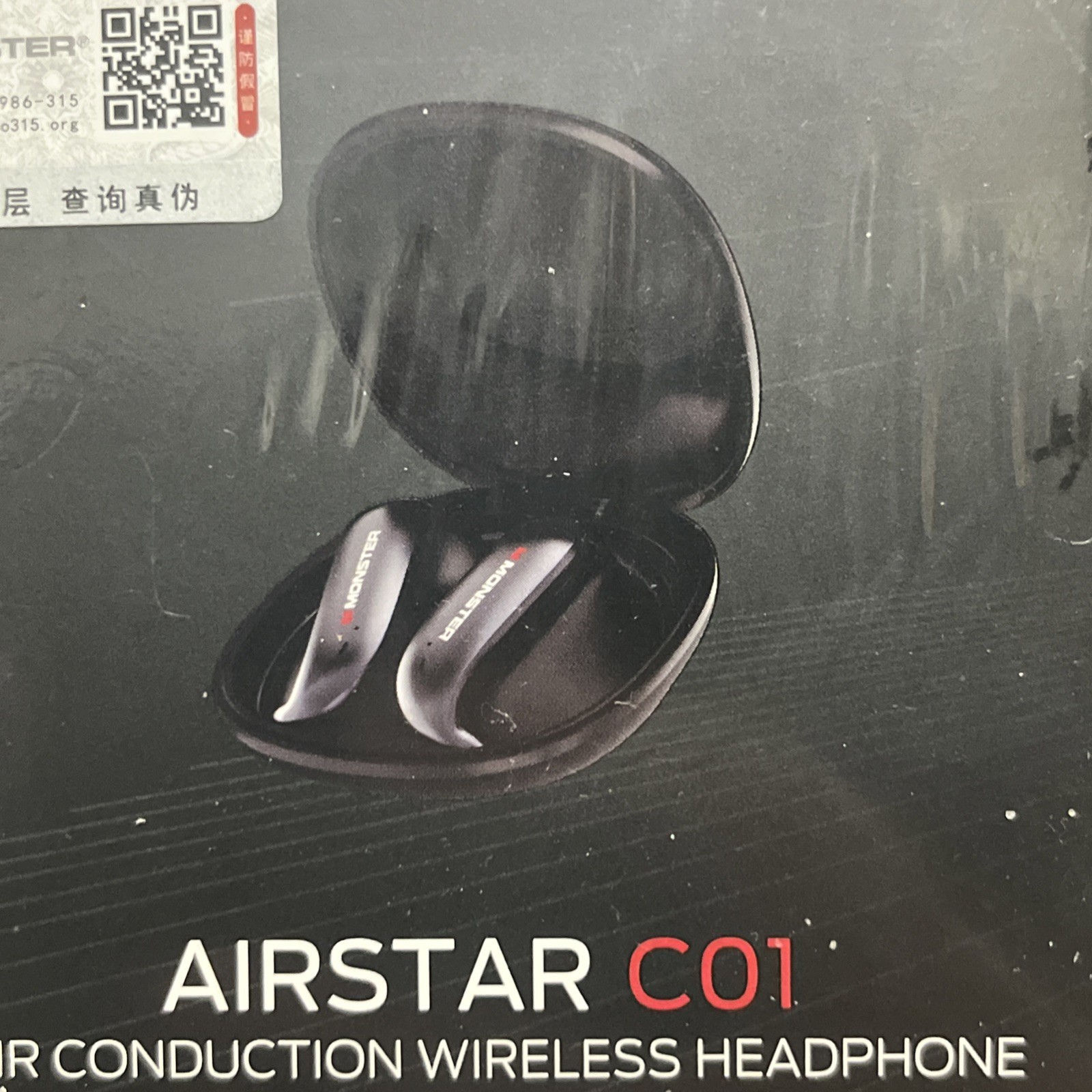 Monster Airstar C01 Air Conduction Wireless Bluetooth Headphones Black Brand New
