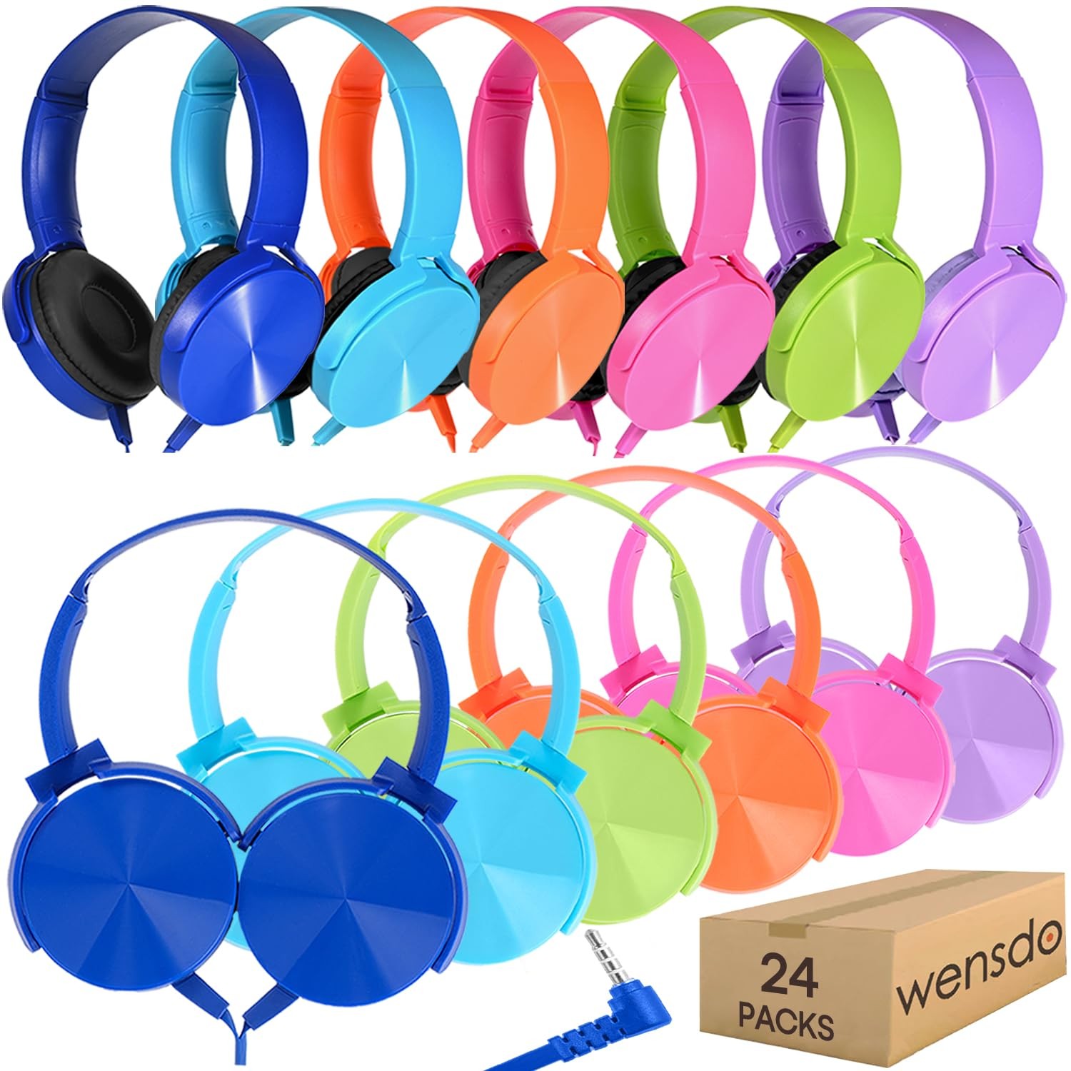 Classroom Headphones Bulk 24 Pack Multi Colored for Kids School, Wholesale Cl…