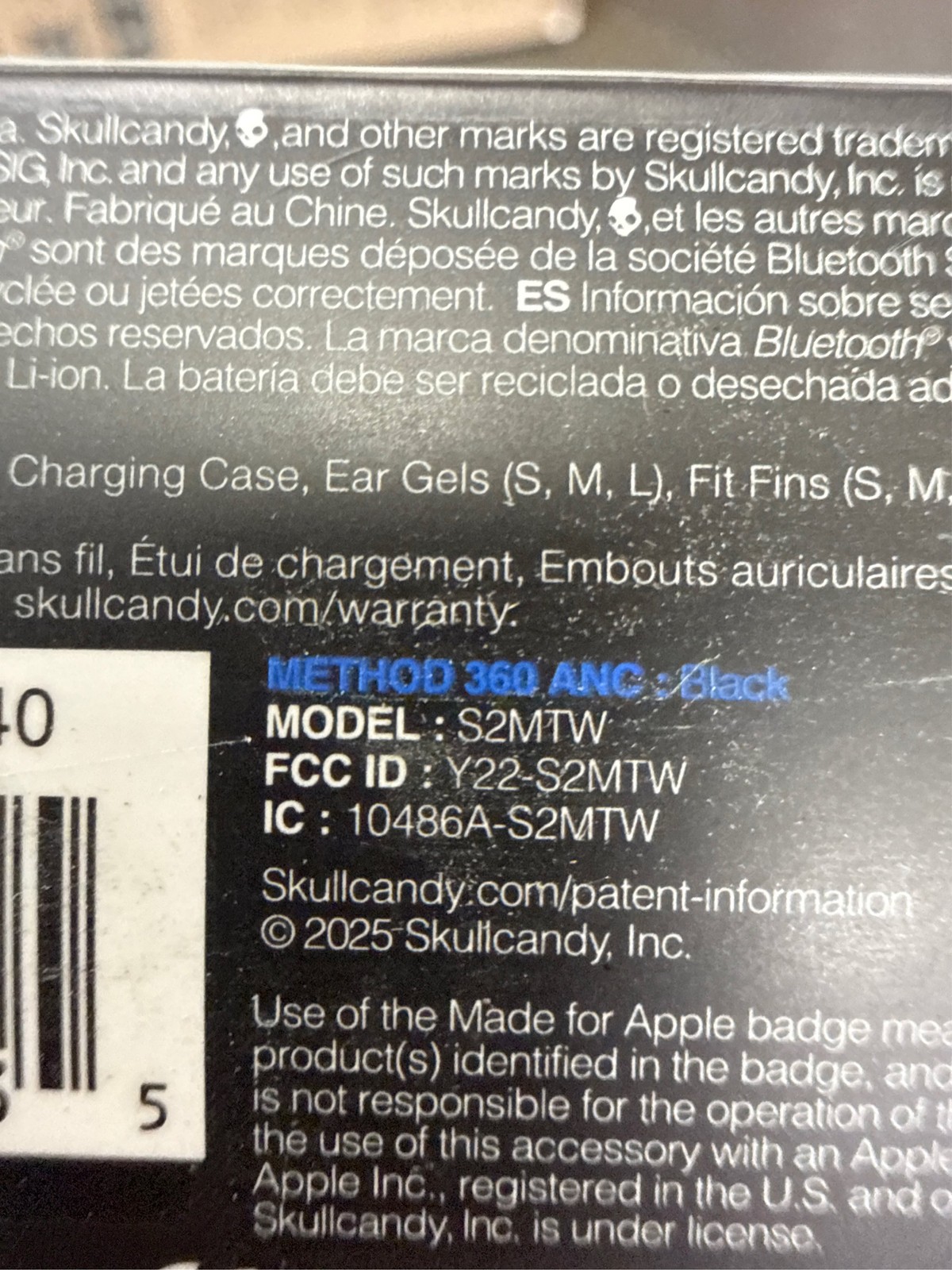 SKULLCANDY METHOD 360 ANC TW IN-EAR True Black
