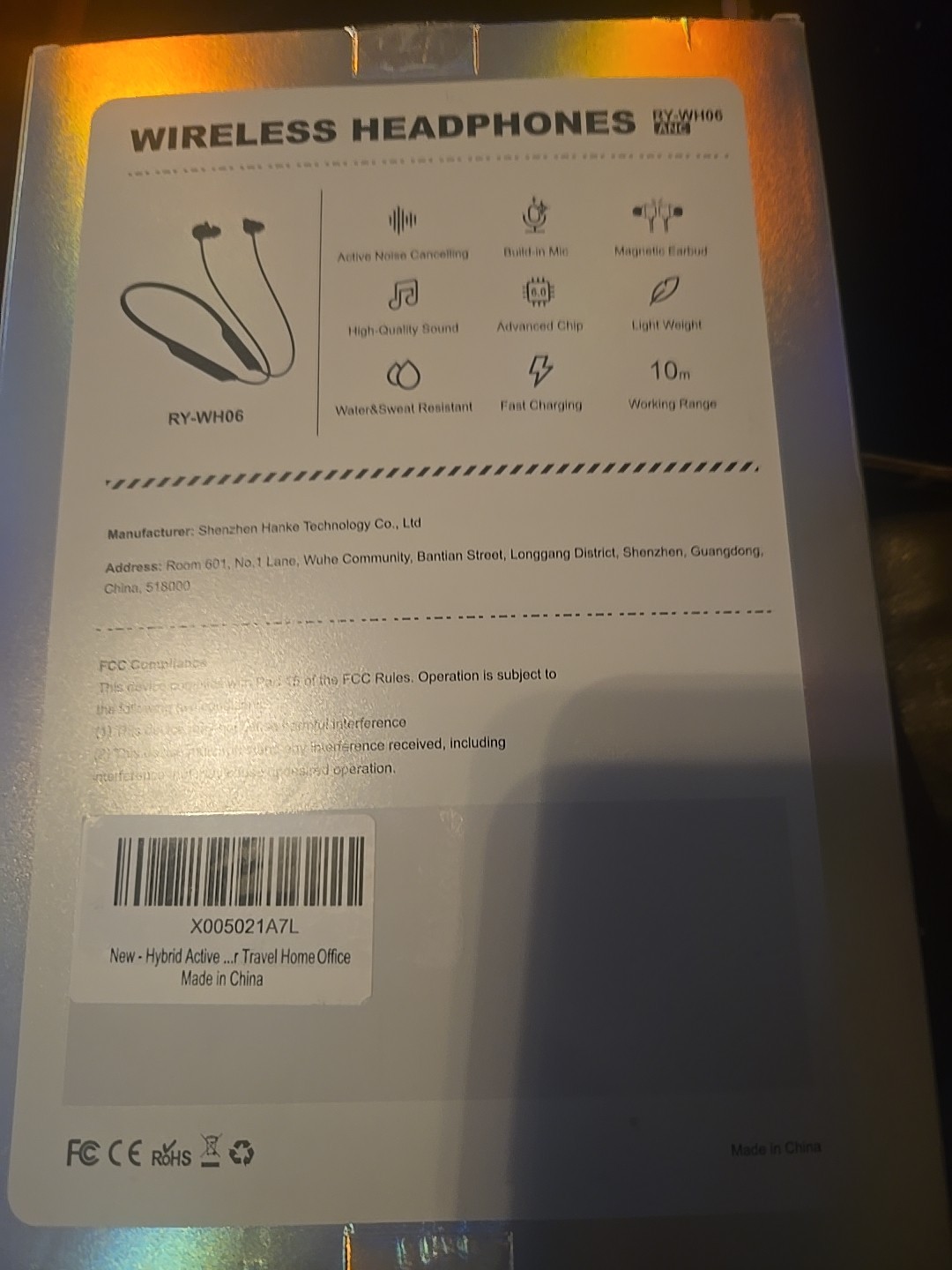 RYTHFLO RY-WH06 Hybrid Active Noise Cancelling Bluetooth 6.0 Headphone Neckband