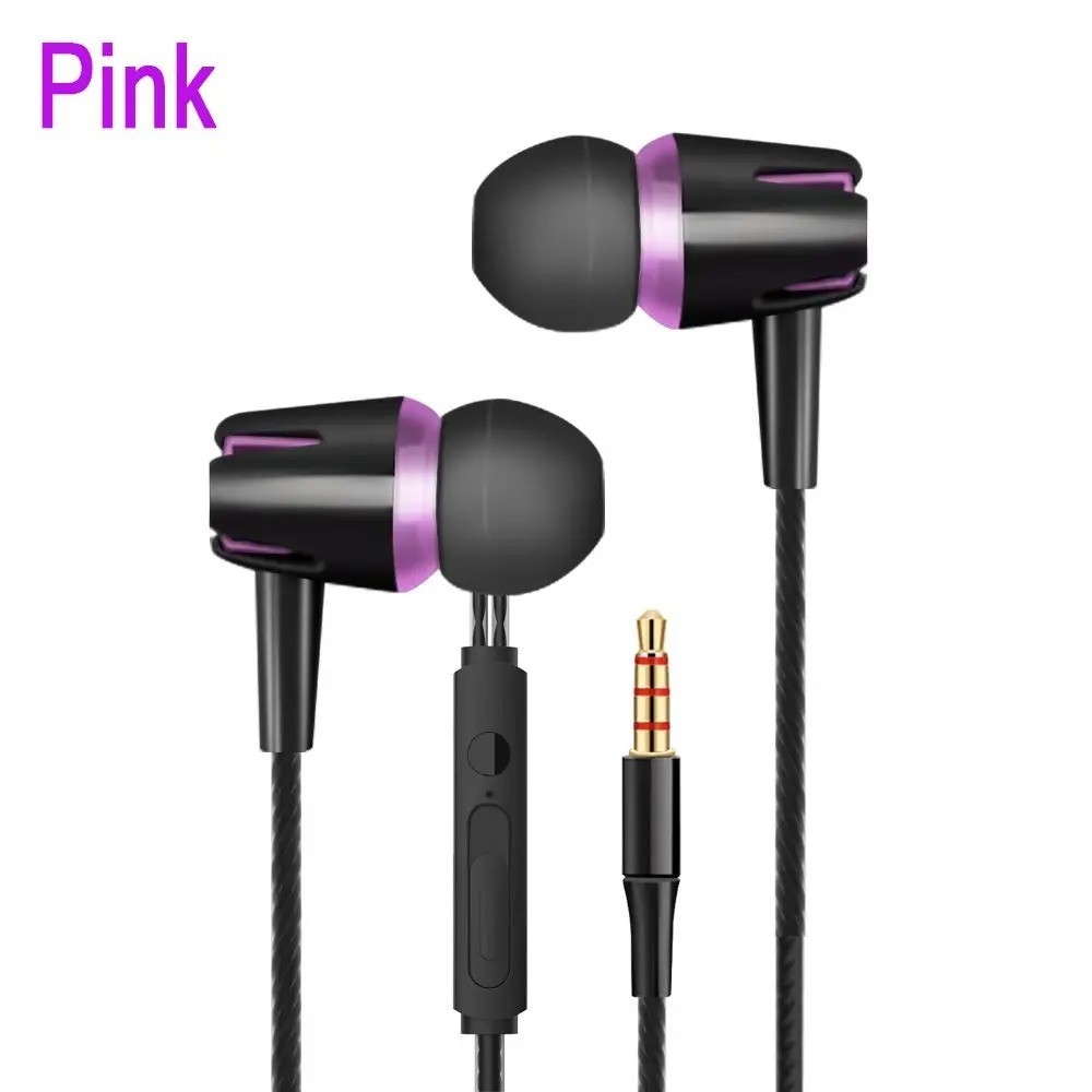 1Pc Wired Stereo Earphones 3.5mm, In-Ear with Mic, Nylon Weave Cable for Laptop