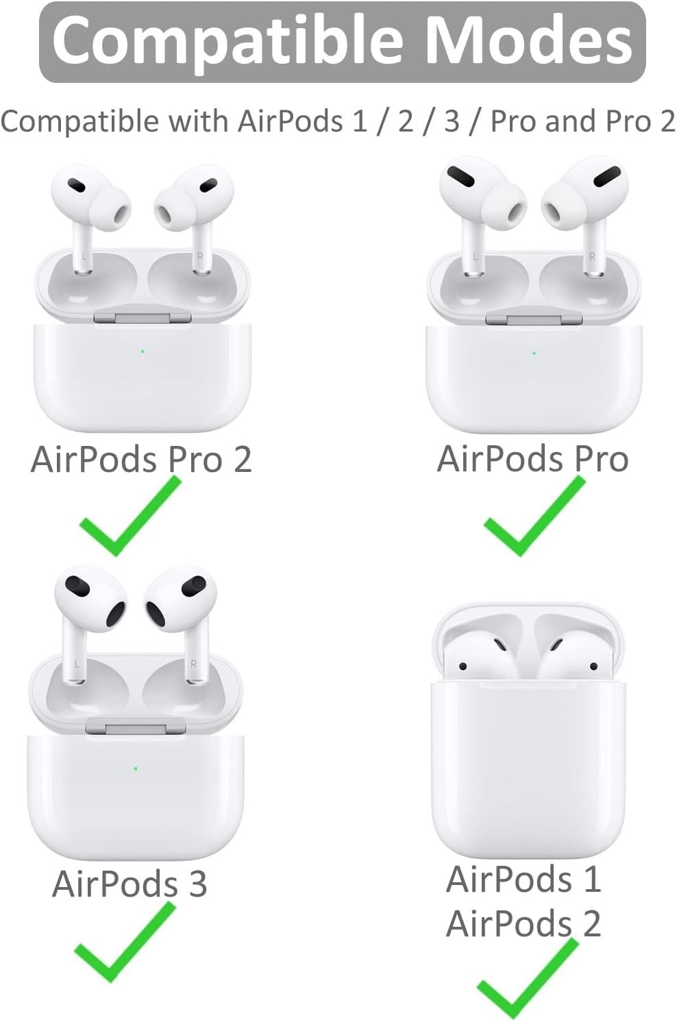 2 Pairs Ear Hooks Compatible with AirPods 3, 2, 1 and Pro – 360 Rotation, Adjust