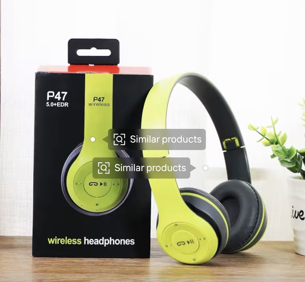 P47 Wireless Bluetooth 5.0+EDR Headphones – Green/White/Black/Blue/Red