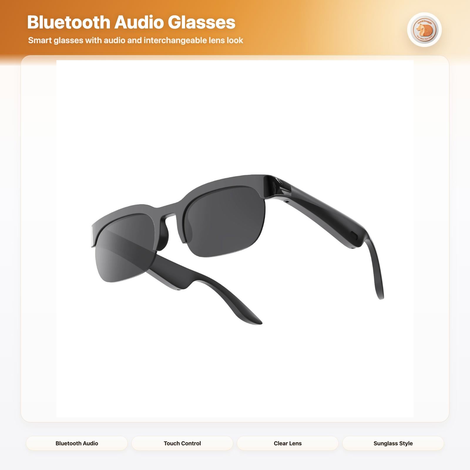 Bluetooth Audio Smart Glasses Lens Set Calls Music