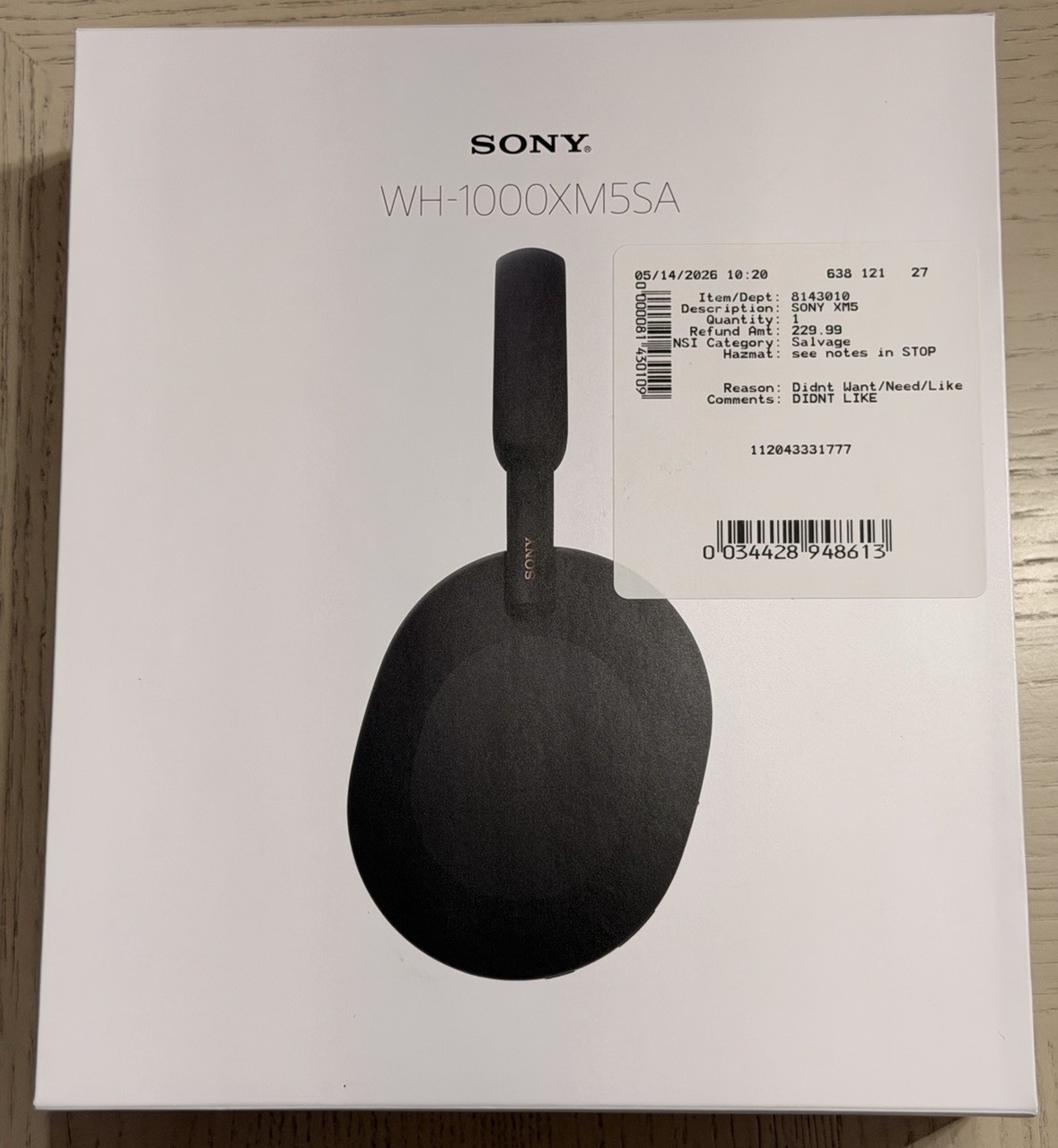 Sony WH-1000XM5 Wireless Noise Canceling Headphones Black Open Box Complete