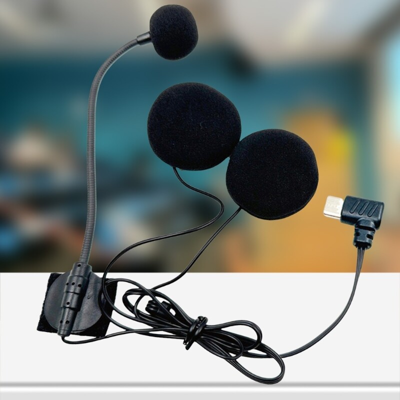 Motorcycle Half Covered Helmets Earpiece with Type C Mic and Double Speakers 32Ω