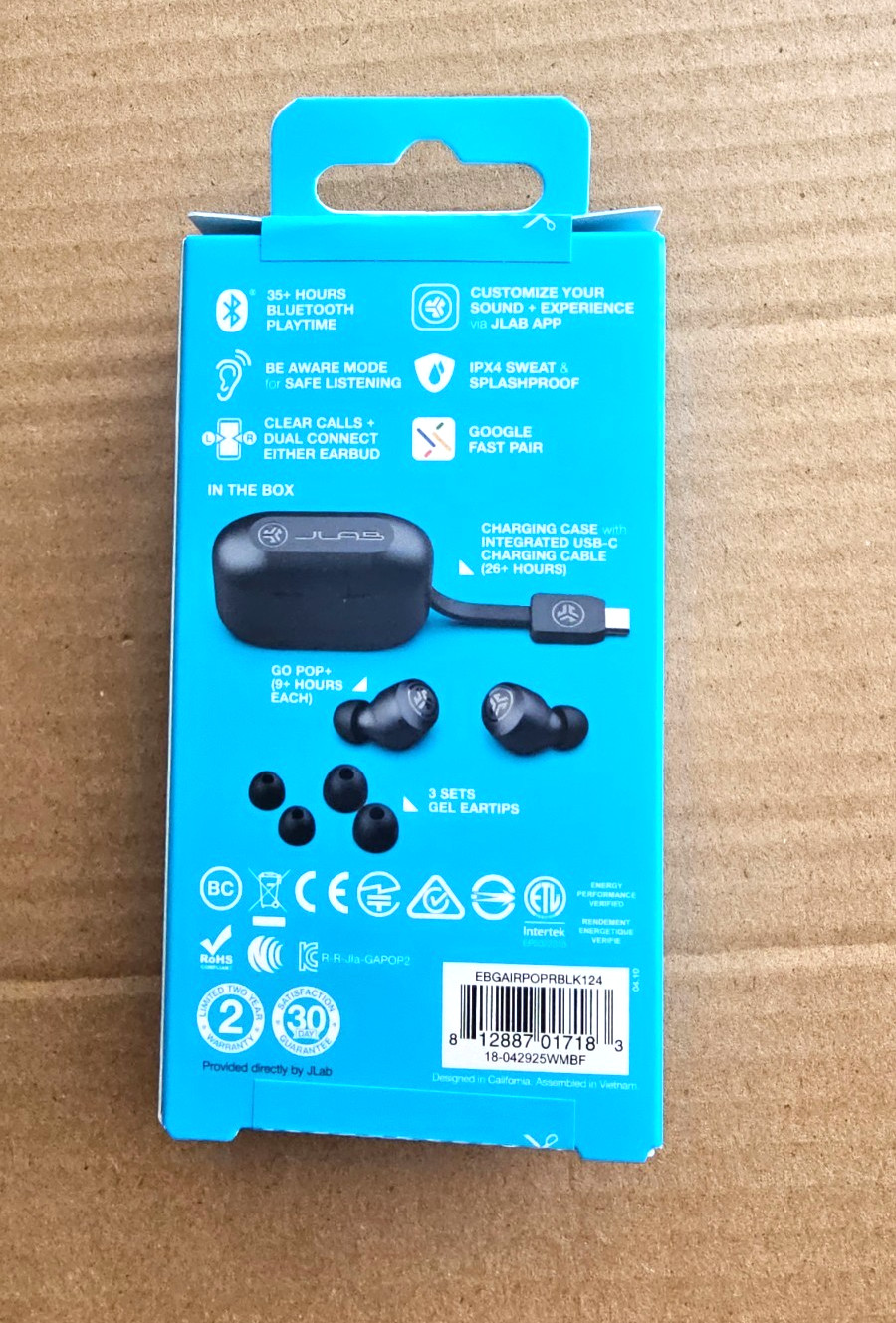 JLab – GO Air POP True Wireless In-Ear Headphones – Black- Sealed!