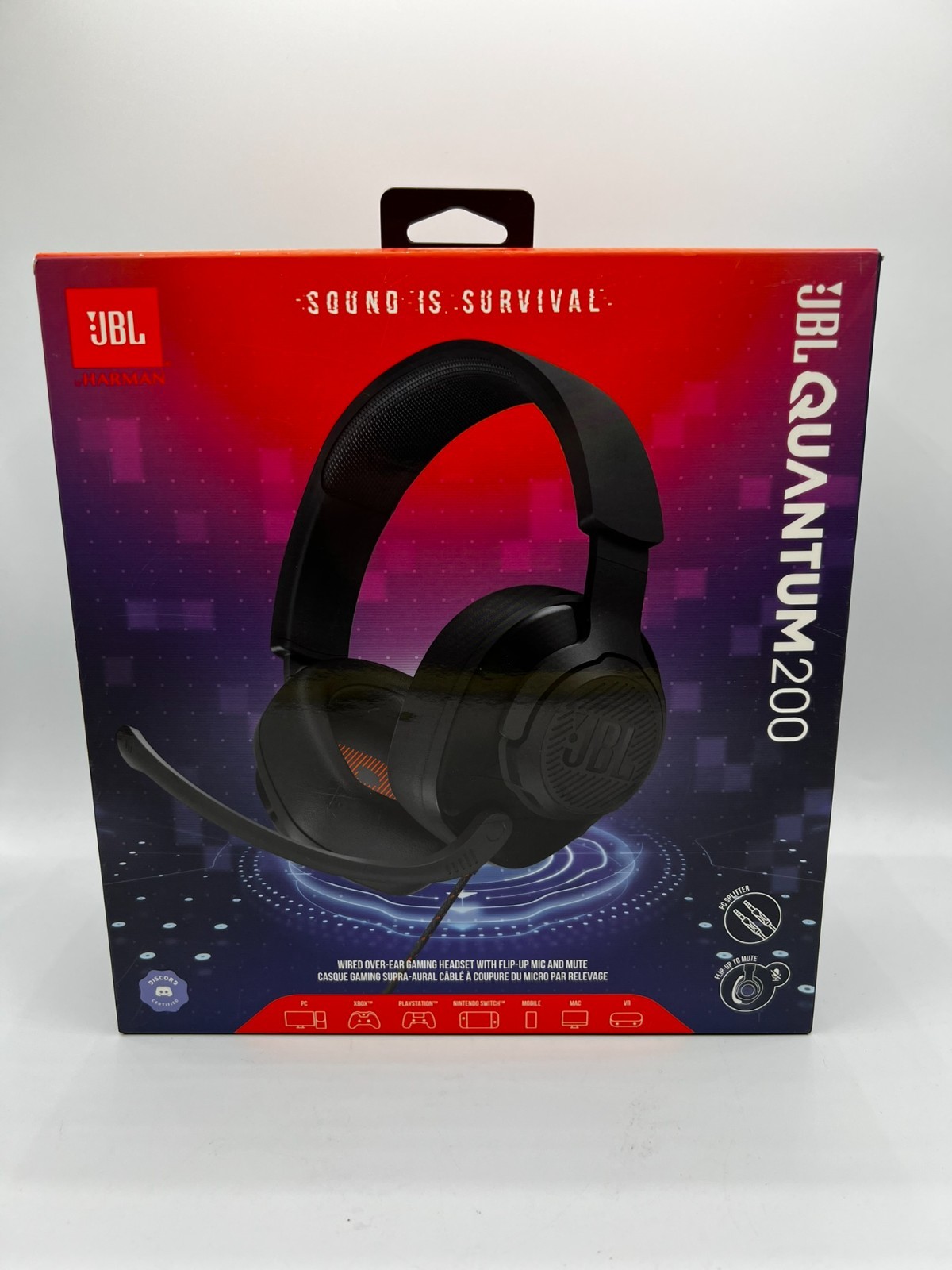 JBL Quantum 200 Gaming Headset, PC, PS5, PS4, Xbox Switch, Gaming Headphone, Mic