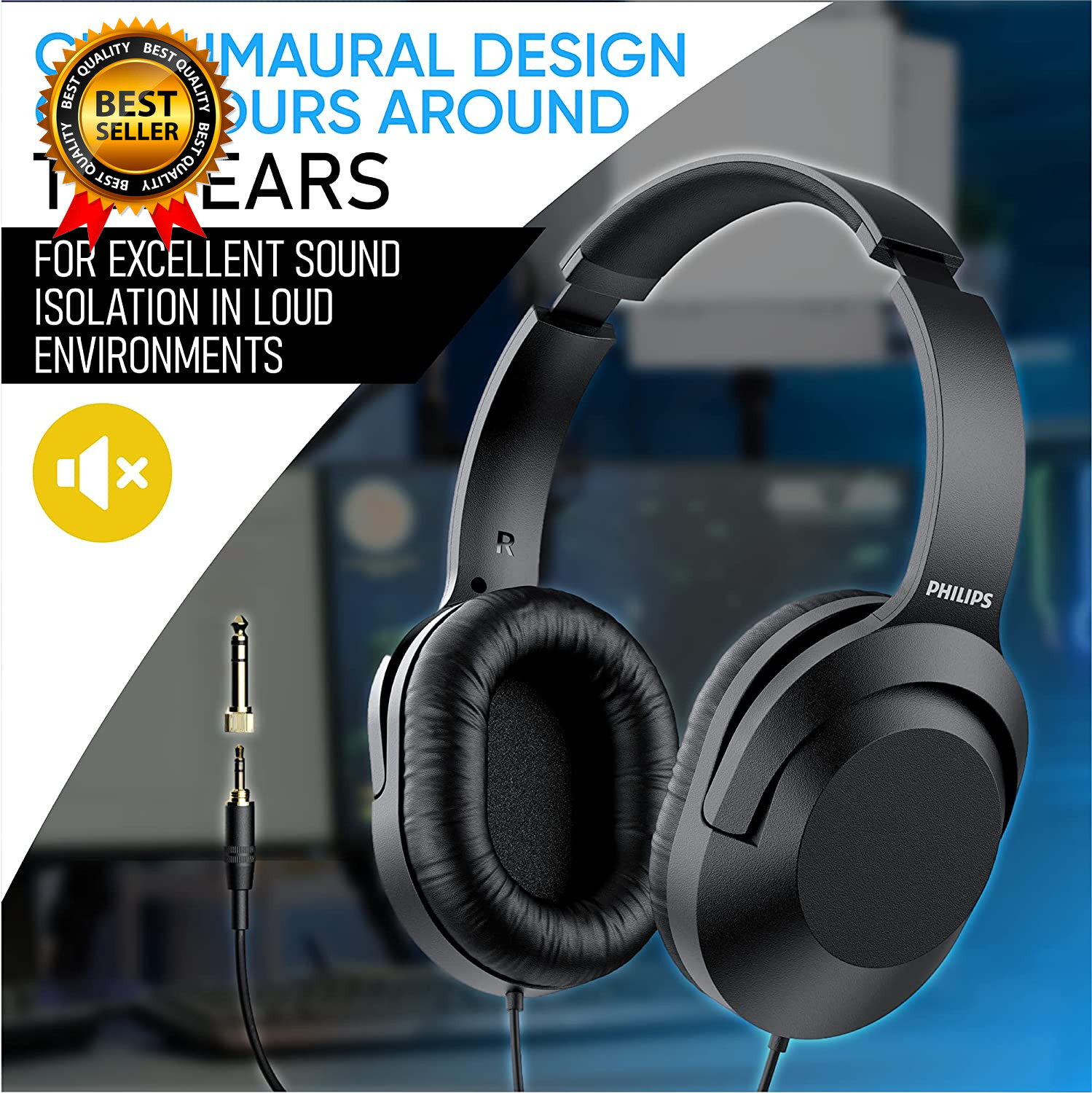 over Ear Wired Stereo Headphones for Podcasts, Studio Monitoring and Recording