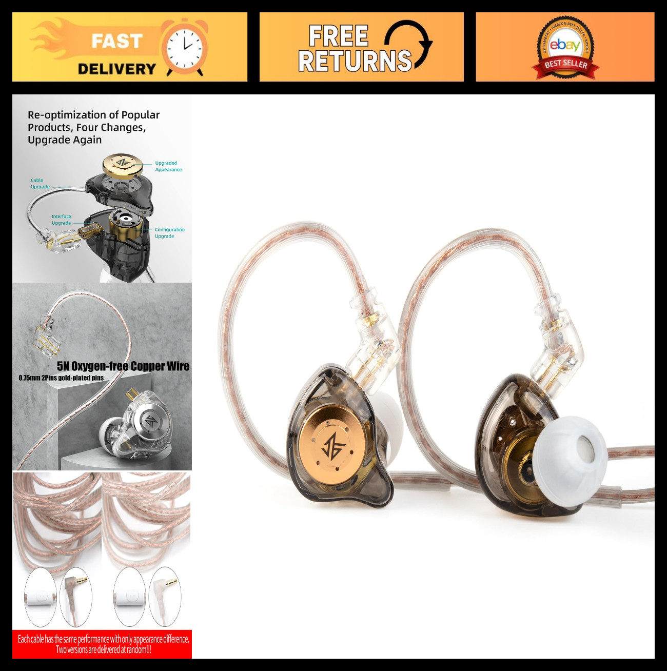 High-Performance Gaming Earbuds, HiFi Deep Bass, 10mm Dynamic Driver, Wired IEMs