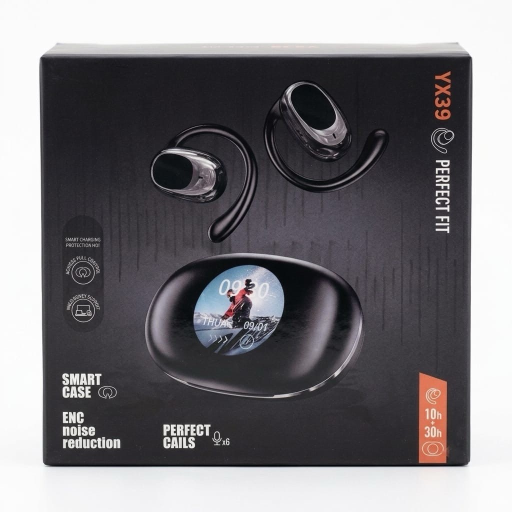 🎶 No Slip, All Sound! YX39 Bluetooth Ear-Hook Earbuds ENC Noise Reduction Black