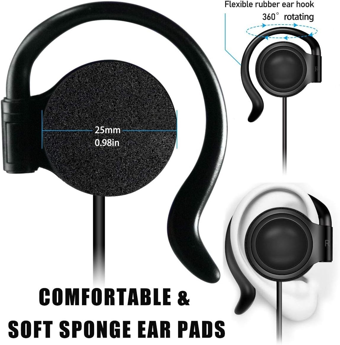 Single-Sided Earbud with Adjustable Hook – Ideal for Professionals & Students