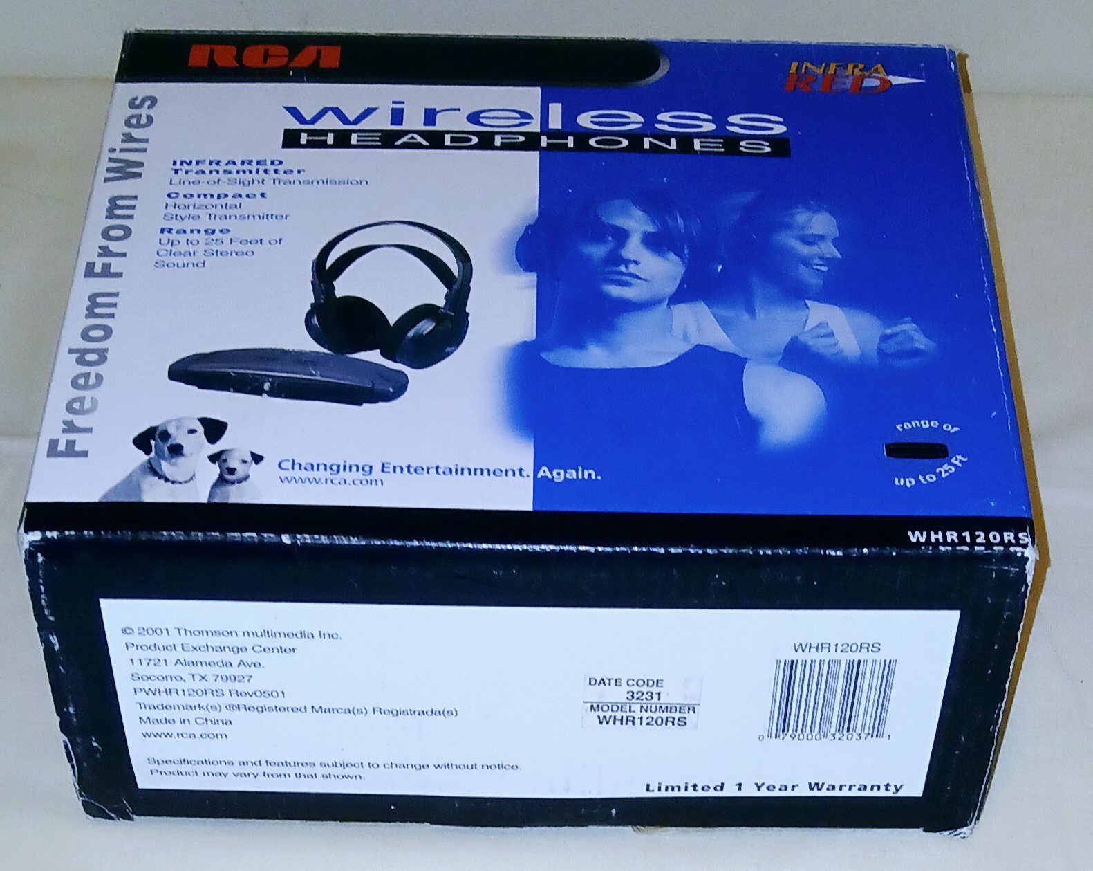 RCA Wireless Headphones- WHR120RS- Infrared, 25 Ft, Lightweight, Adjustable