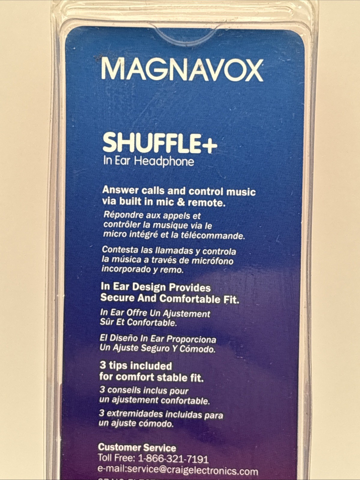 Magnavox Shuffle + In Ear Headphones w/ Handsfree Mic & Music Control – Pink