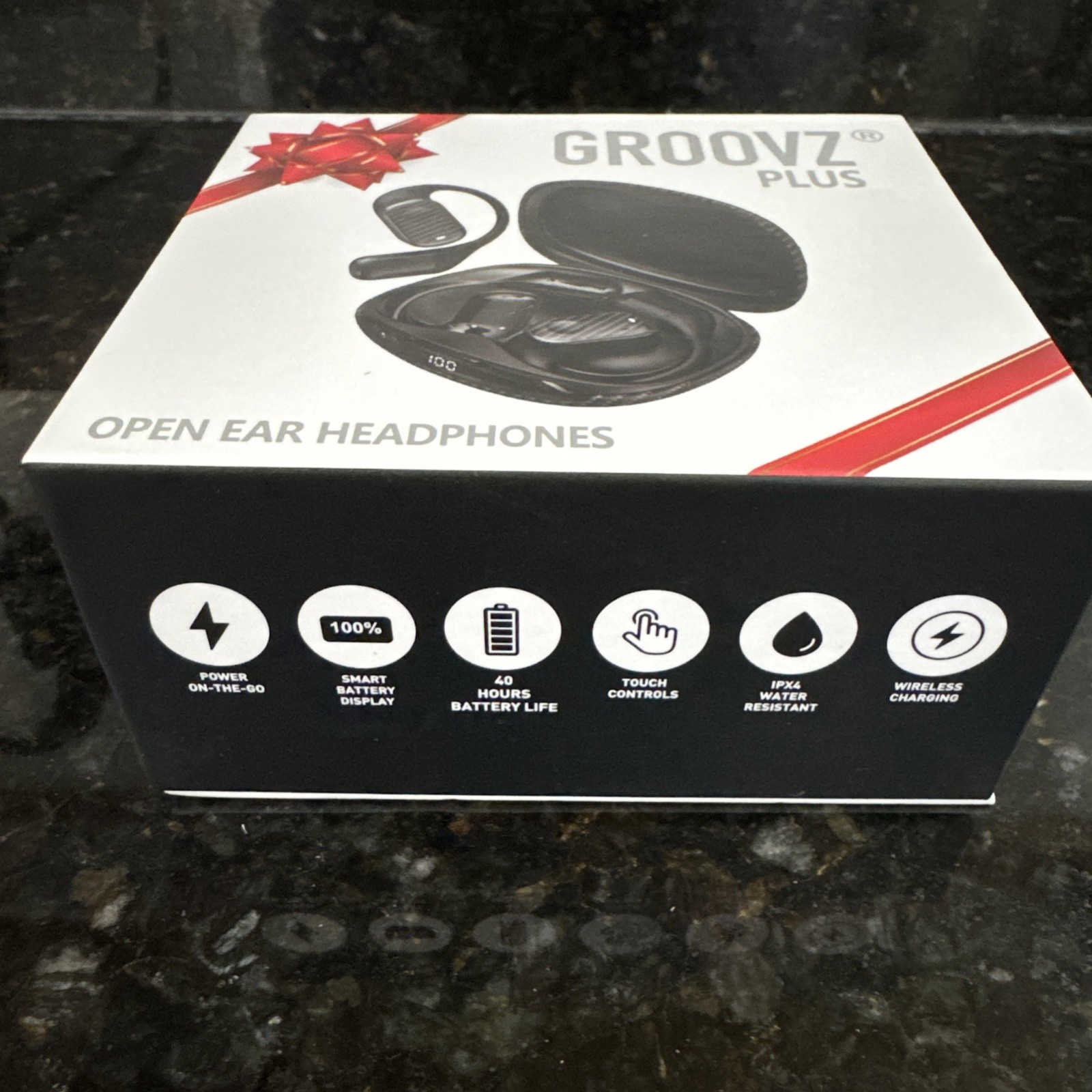 GROOVZ PLUS OPEN EAR HEADPHONES BLACK GRAPHITE WITH CHARGING CASE