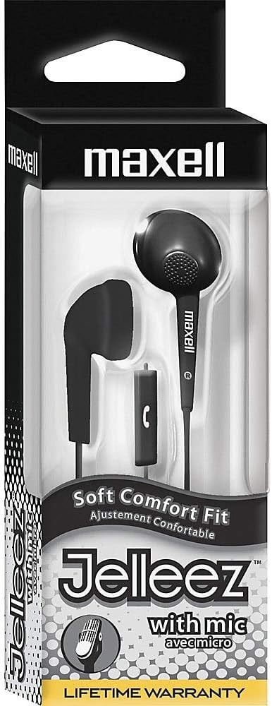 Maxell 191569 JELM-BK Jelleez Earbuds Soft Comfort Fit with Microphone (Black)