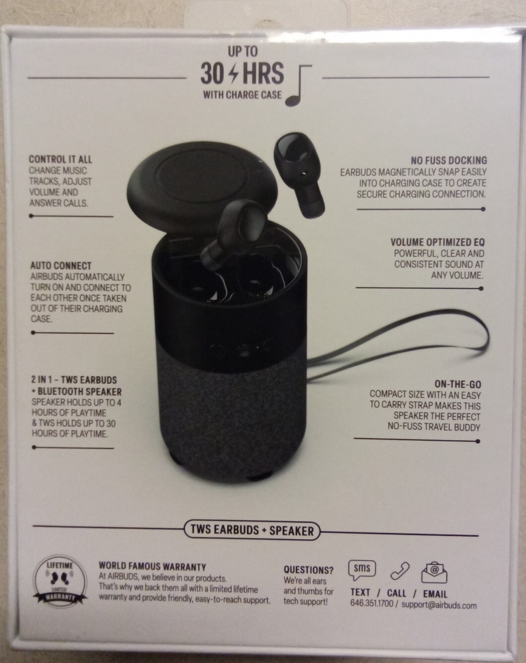 Air Magnetic Airbuds, True Wireless Earbuds w/Bluetooth 2-IN-1 Speaker. Black