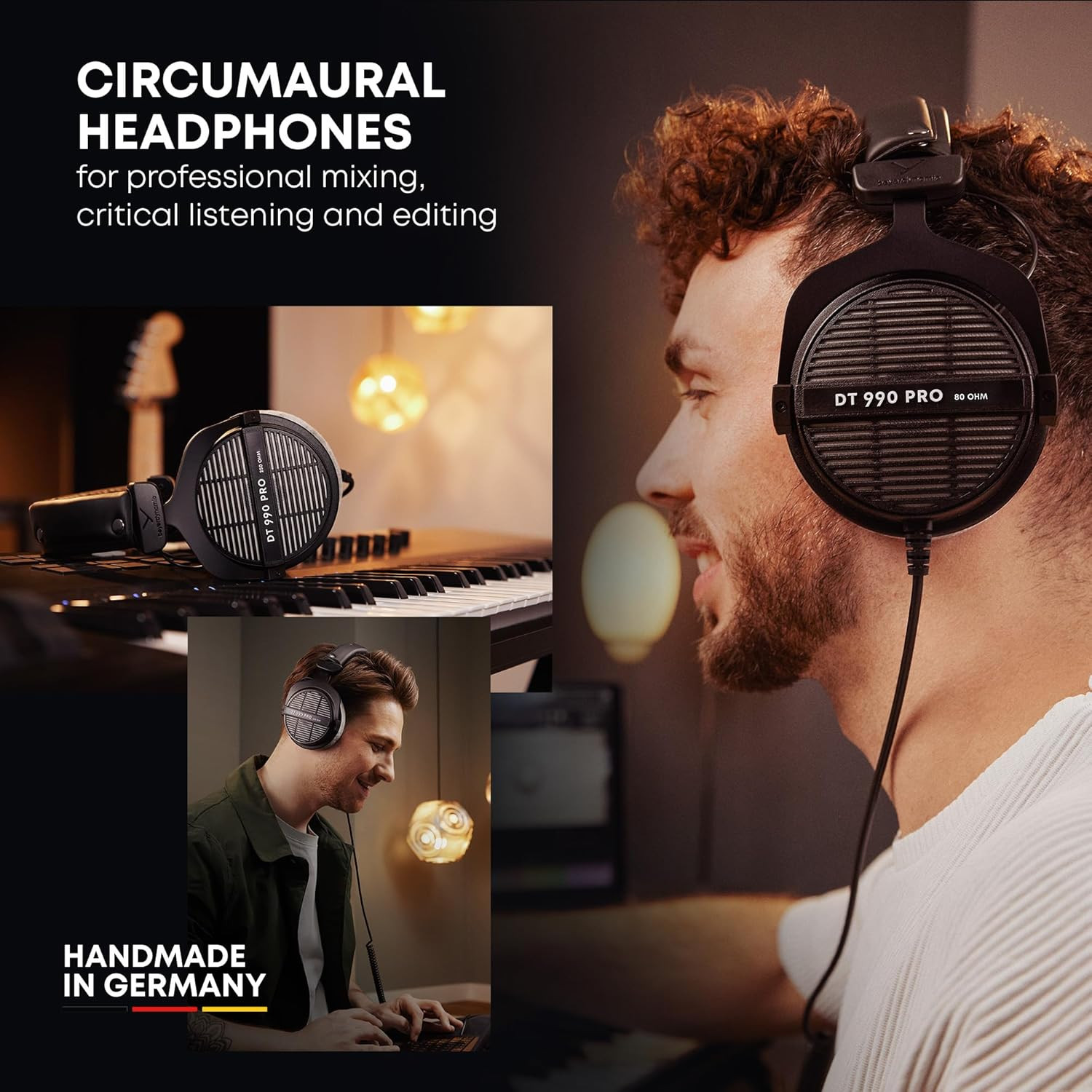 Beyerdynamic DT 990 PRO Over-Ear Studio Monitor Headphones, Wired (80 Ohm, Grey)