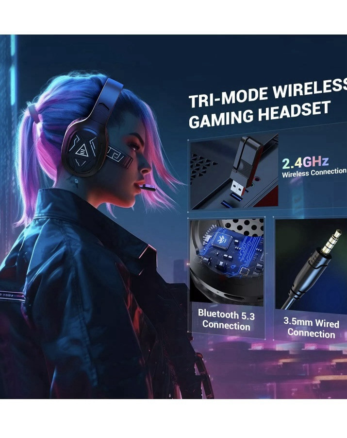EKSA E5 BT Active Noise Cancelling 2.4 GHZ Wireless Gaming Headset W/microphone