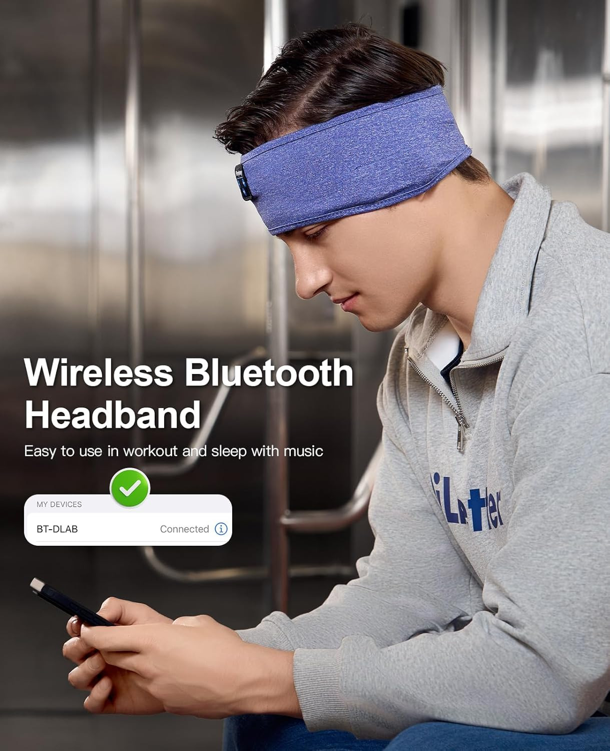 Wireless Sleep Headphones, Bluetooth Sports Headband for Yoga & Travel – Skyblue