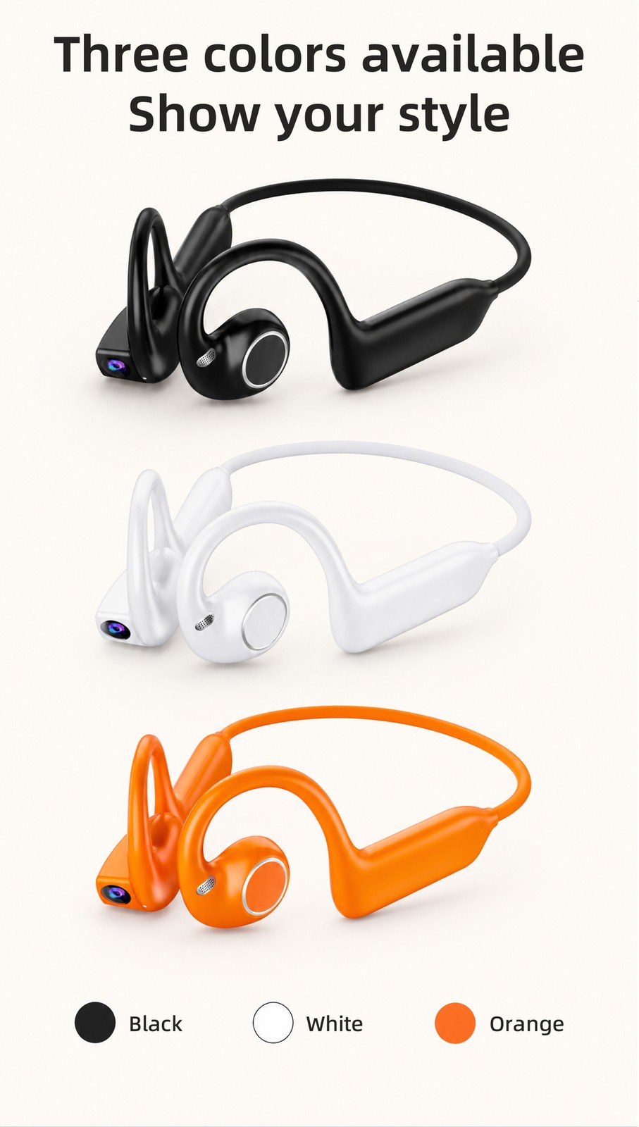 On Ear HeadphonesSports Earbuds 800MP Camera AI Voice Translate Video Recording