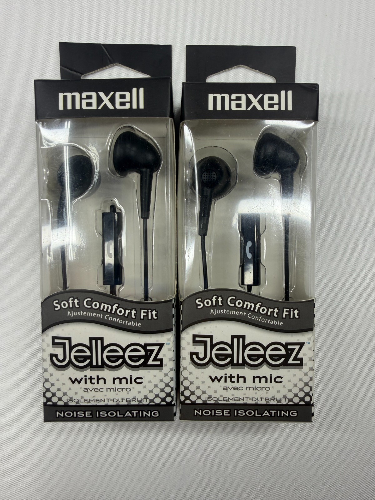 Maxell Jelleez 191569 JELM-BK Earbuds Noise Isolating Comfort Fit w/ Mic 2-Pack