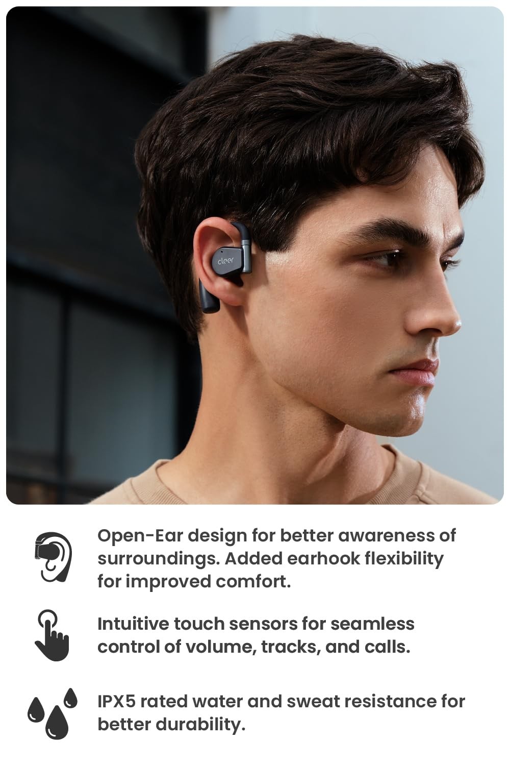 Ultra Light Open Ear Bluetooth Headphones Sweat Resistant 35 Hours Playtime