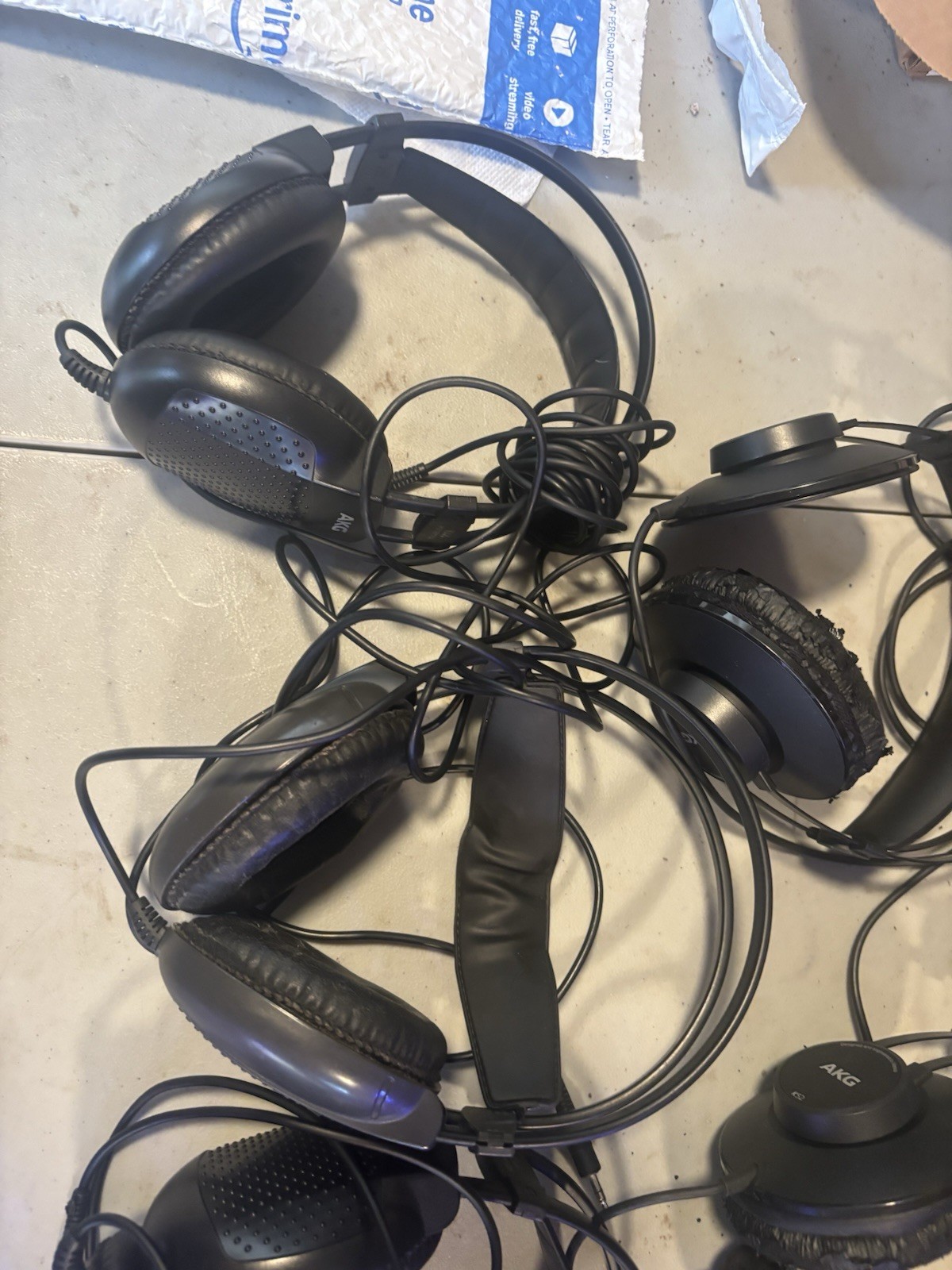 Lot of 6 used monitor headphones – AKG K44, K55, K52, Koss Porta Pro