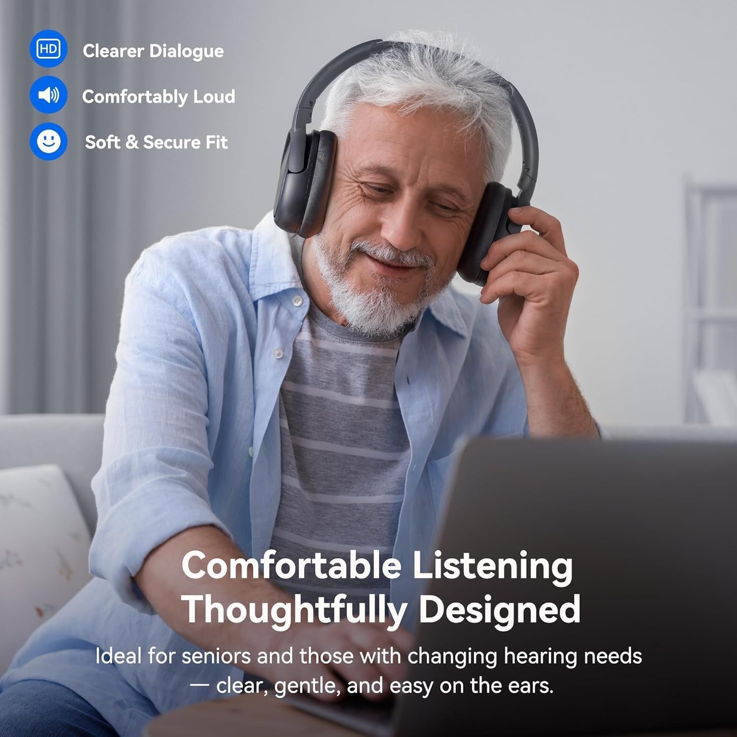 SWIITECH CH-211 BLUETOOTH WIRELESS HEADPHONES FOR TV CHARGING DOCK 45H PLAYTIME