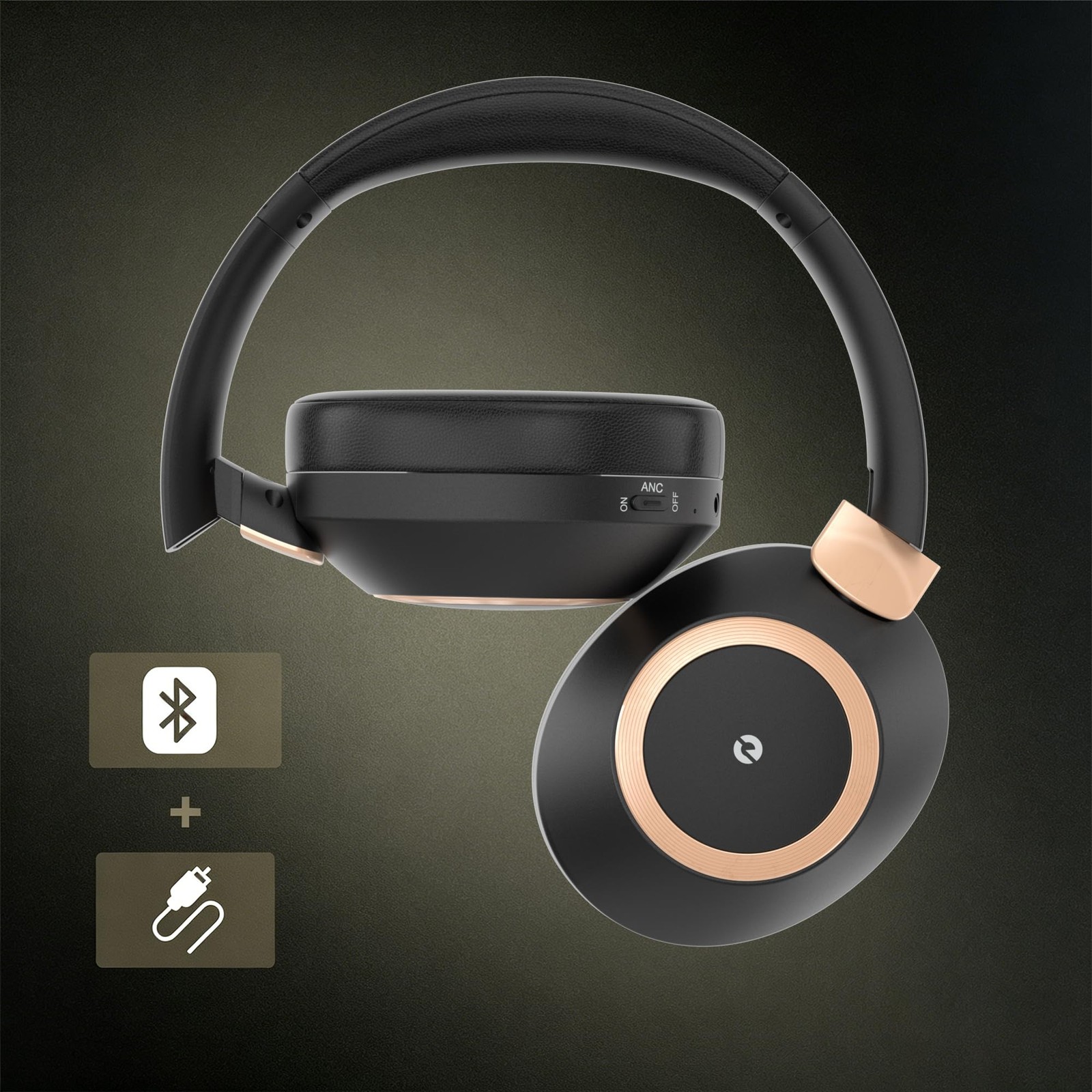 Active Noise Cancelling Headphones, 100H Playtime Headphones Wireless Bluetoo…