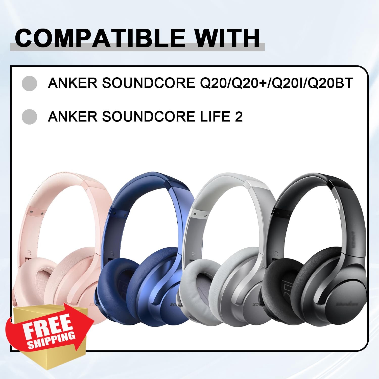 Anker Soundcore Life 2 Q20 Q20+ Q20I Q20BT Replacement Earpads Black
