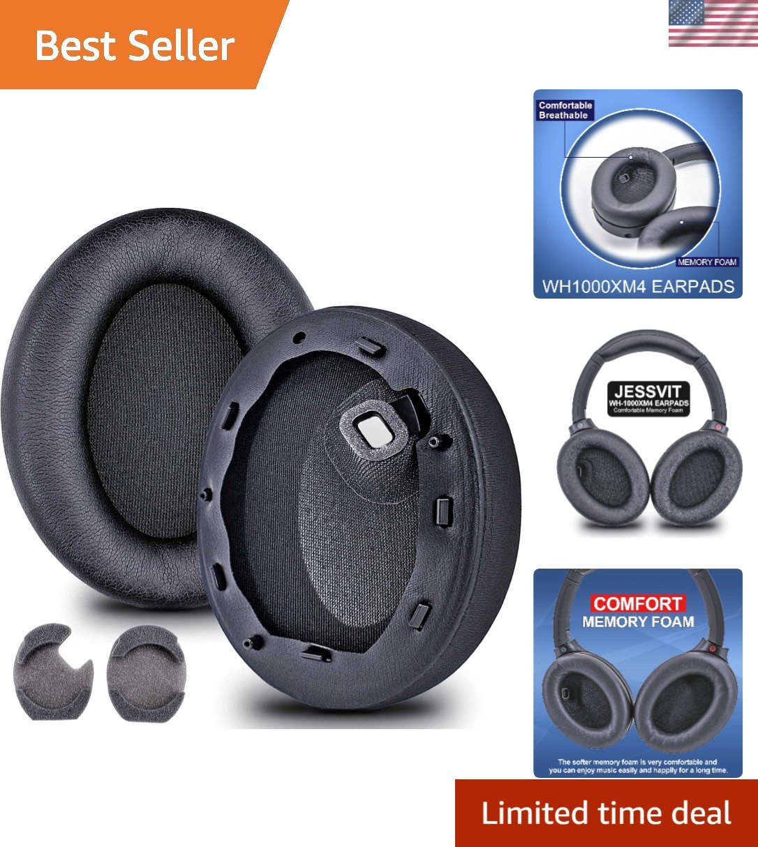 WH-1000XM4 Earpads Replacement – Luxurious Memory Foam for Ultimate Comfort